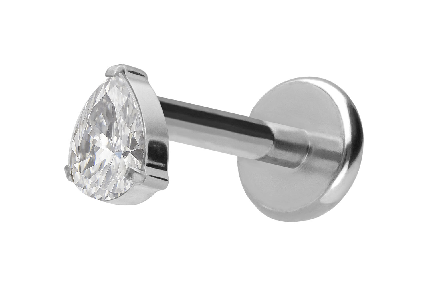 Titan Labret Piercing mit Push Fit KRISTALLTROPFEN